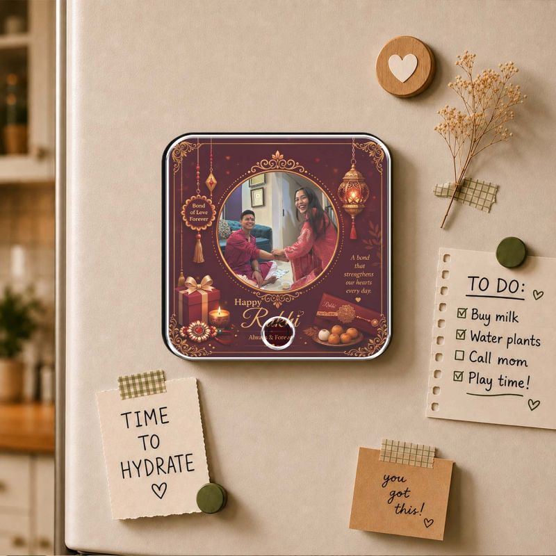 Personalized Happy Rakhi Photo Gift for Sister Custom Musical Fridge Magnet Celebrate the Bond of Siblings Rakhi Return Gift Memorable Rakhi Gift